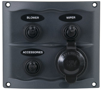 Bep 900-3wps 3 Gang Switch Panel With Accessory Plug