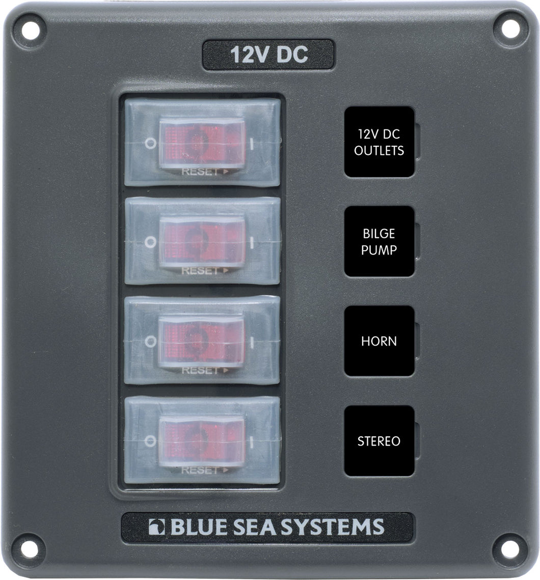 Blue Sea Water-resistant 12v 4 Circuit Breaker Switch Panel