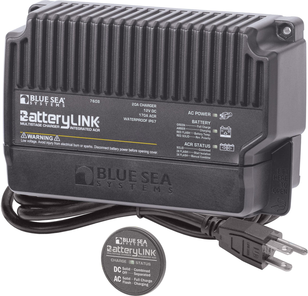 Blue Sea Batterylink Charger 12v Output 120-230v Input 20amp 2 Bank