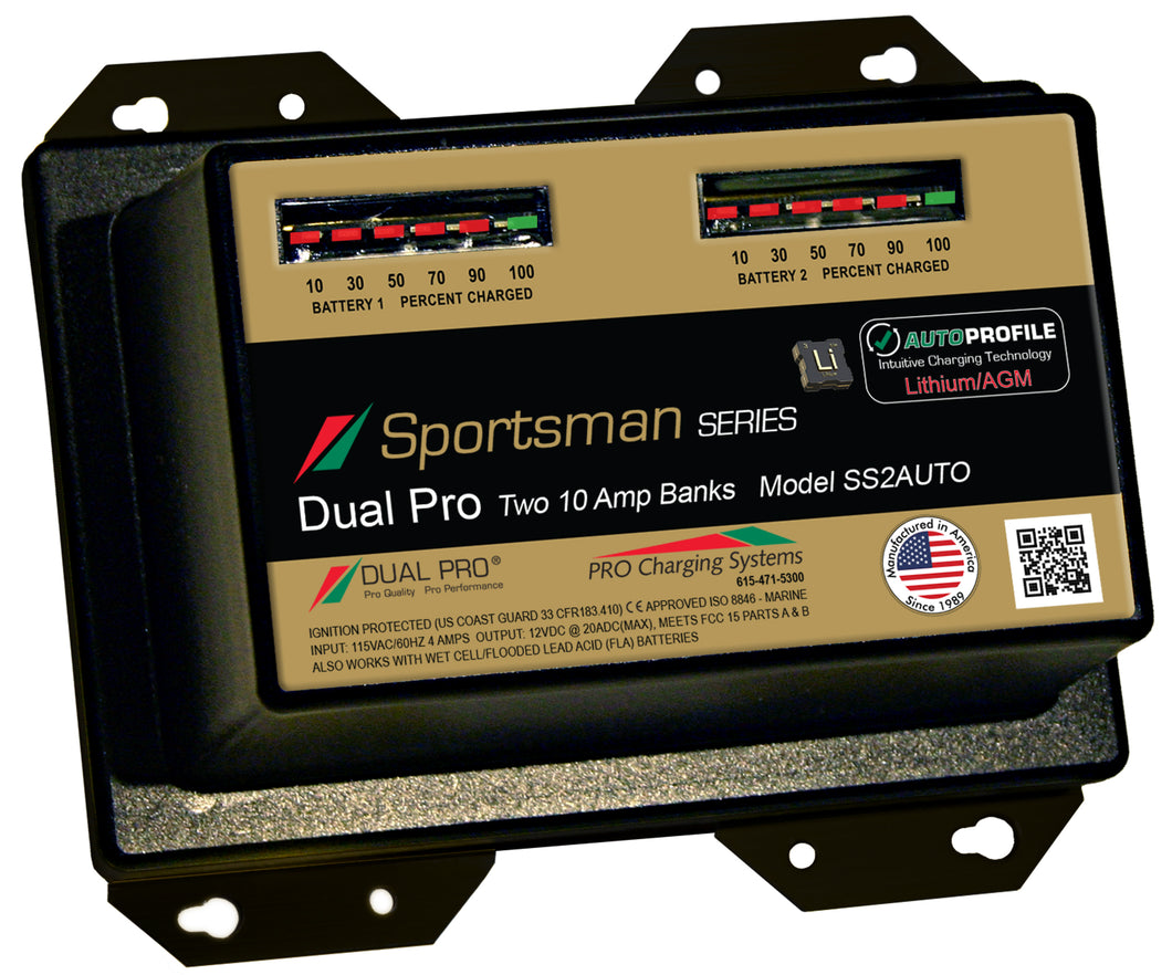 Dual Pro Ss2auto Battery Charger, Auto Profile 2 Bank 20 Amps
