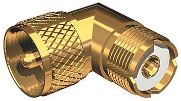 Shakespeare Right Angle Pl259 To So239 Adapter Gold Plated